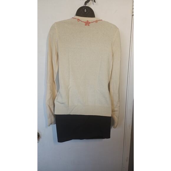 LUCKY Brand Embroidered Beaded Cardigan Beige Small - Picture 6 of 7